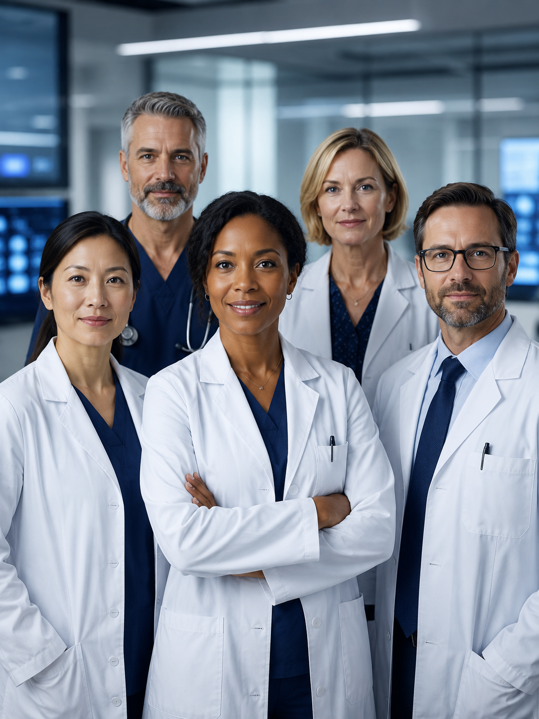 Team of verified physicians in a modern clinical environment