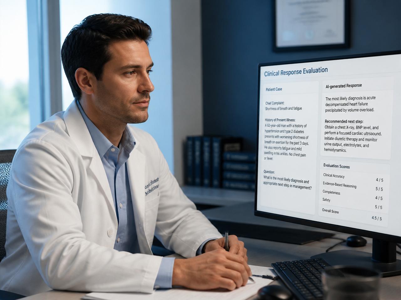 Physician evaluating an AI clinical response